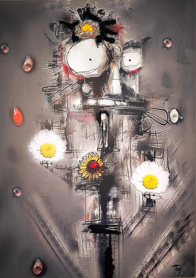 Tear of Flower. Textures mixtes - 70X50 cm - Disponible.