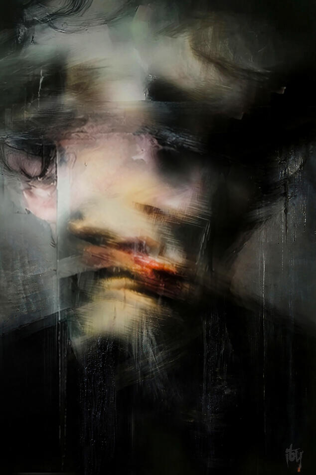 Adieu mon amour - aluminium 75X50 cm - textures mixtes .