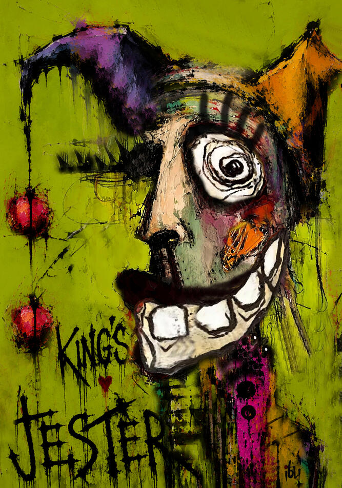 Le Fou du Roi - Textures mixtes - artbox 75X50 cm.
