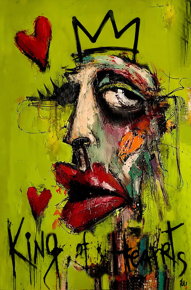 Le Roi de Coeur - textures mixtes - artbox 75X50 cm.